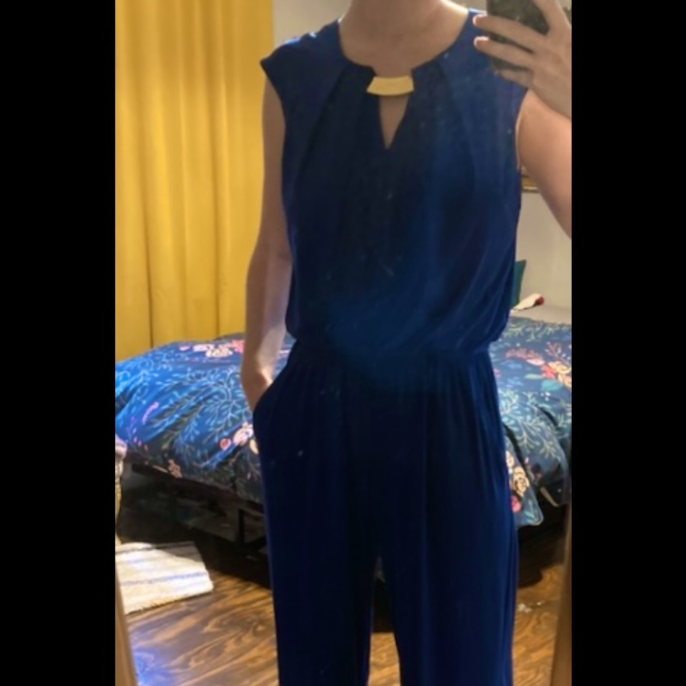 True blue wide leg romper by Emma & Michelle